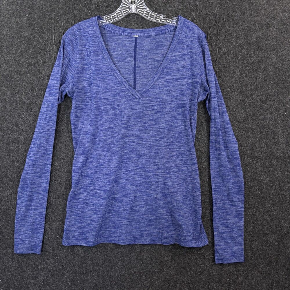 Lululemon &go Everywhere Shirt Women's 6 Blue Heather V-Neck Long Sleeve
